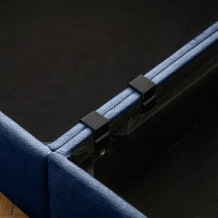 Walker Edison | Elegant L-Shaped Blue Chenille 3-Seater Sofa with Storage and Ottoman