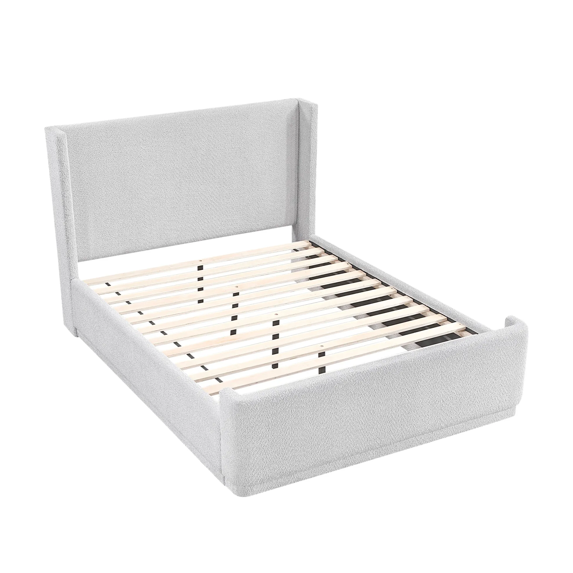 Walker Edison | Elegant Wingback Headboard Queen Platform Bed