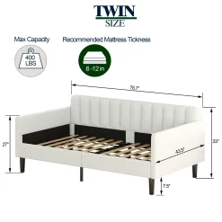 Walker Edison | Elena Twin Size Ivory Boucle Upholstered Daybed