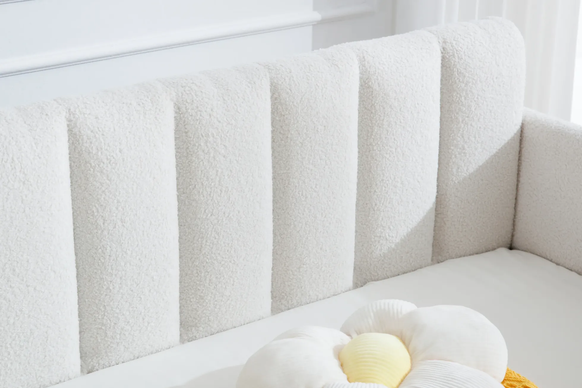 Walker Edison | Elena Twin Size Ivory Boucle Upholstered Daybed