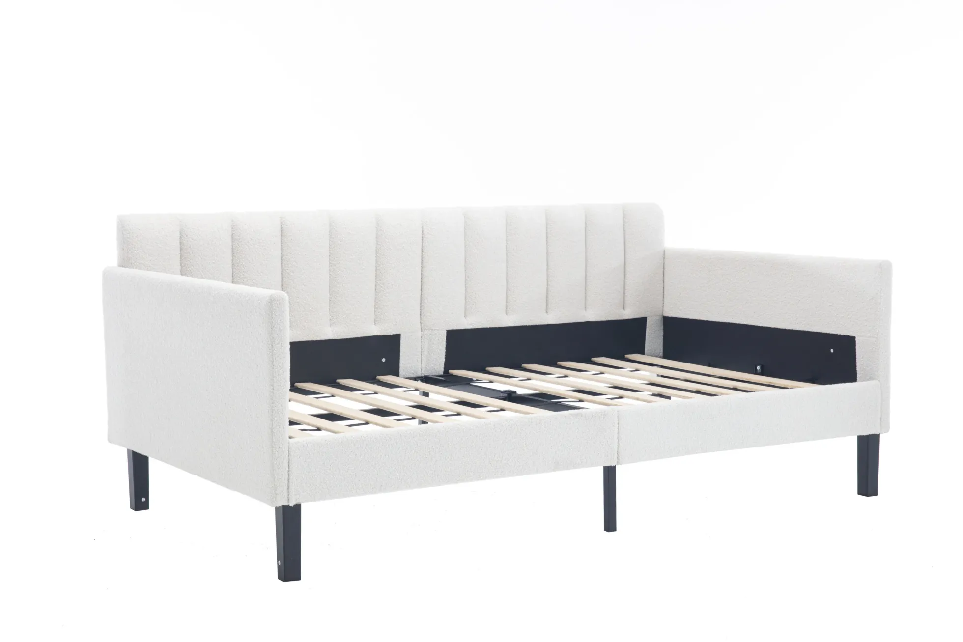 Walker Edison | Elena Twin Size Ivory Boucle Upholstered Daybed