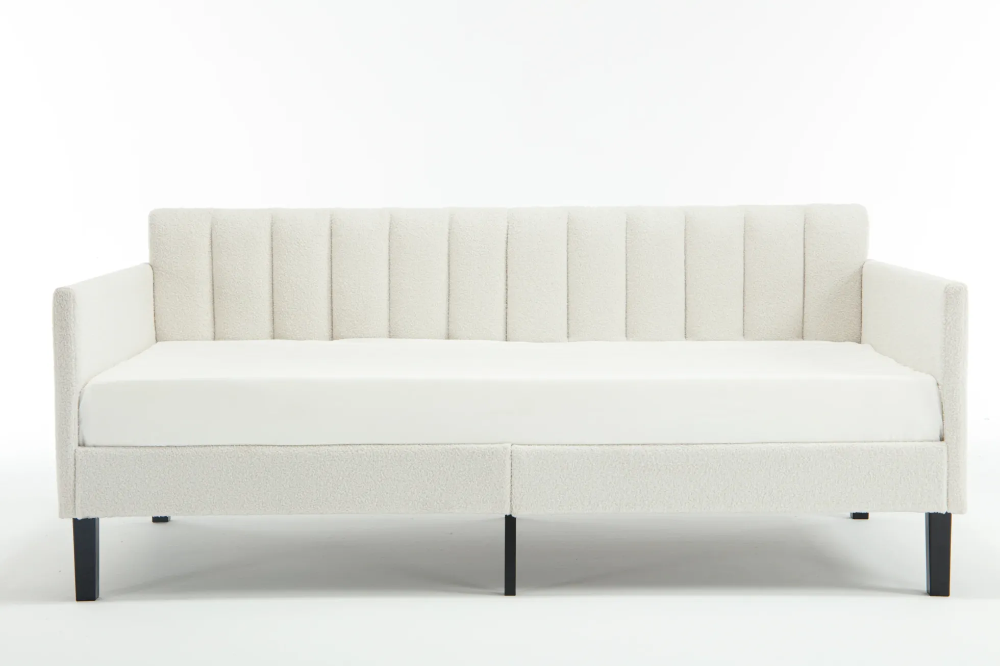 Walker Edison | Elena Twin Size Ivory Boucle Upholstered Daybed