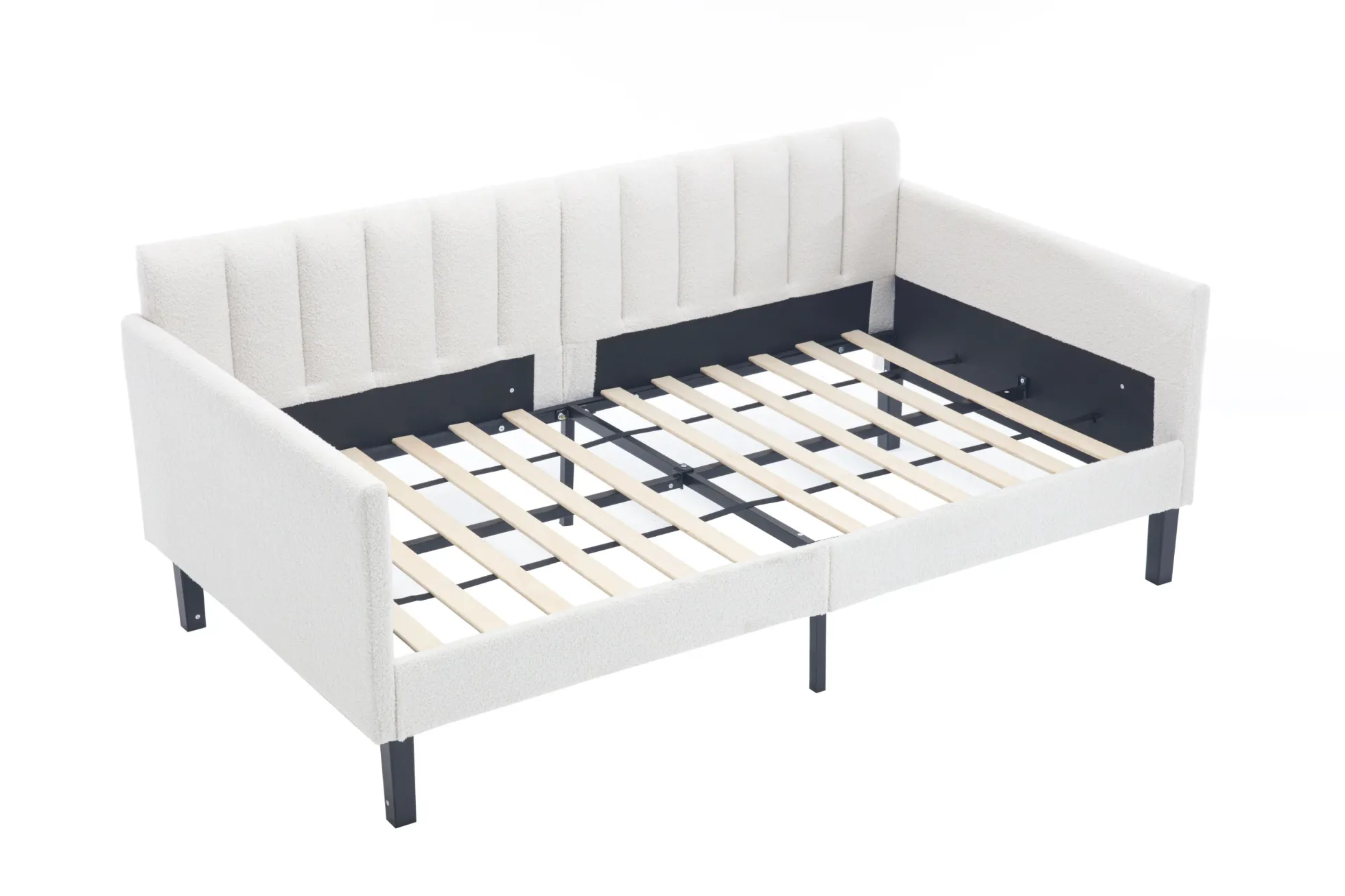 Walker Edison | Elena Twin Size Ivory Boucle Upholstered Daybed