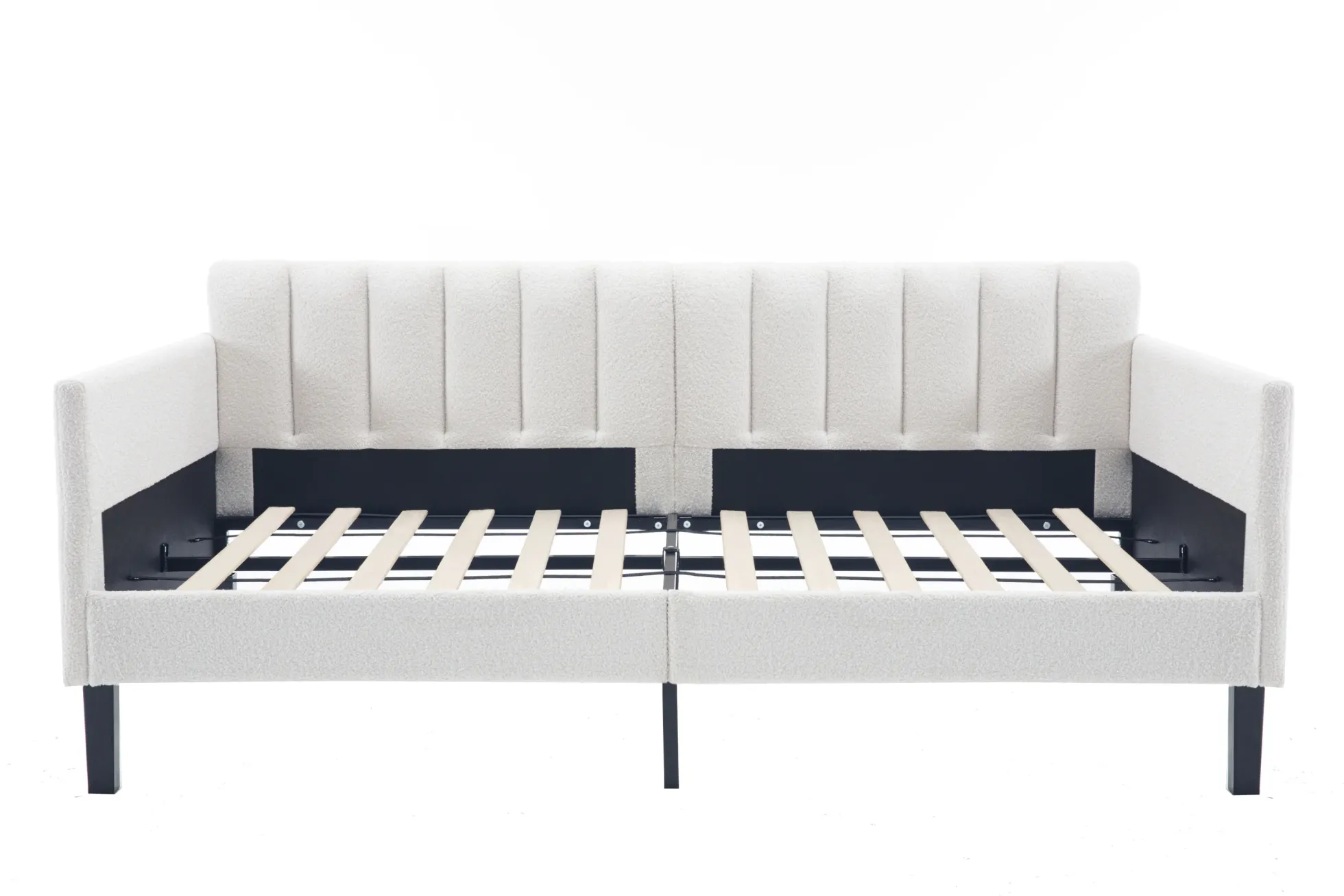 Walker Edison | Elena Twin Size Ivory Boucle Upholstered Daybed