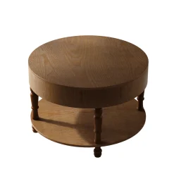 Walker Edison | Elevated Traditional 31.5' Round Coffee Table with Dual Storage