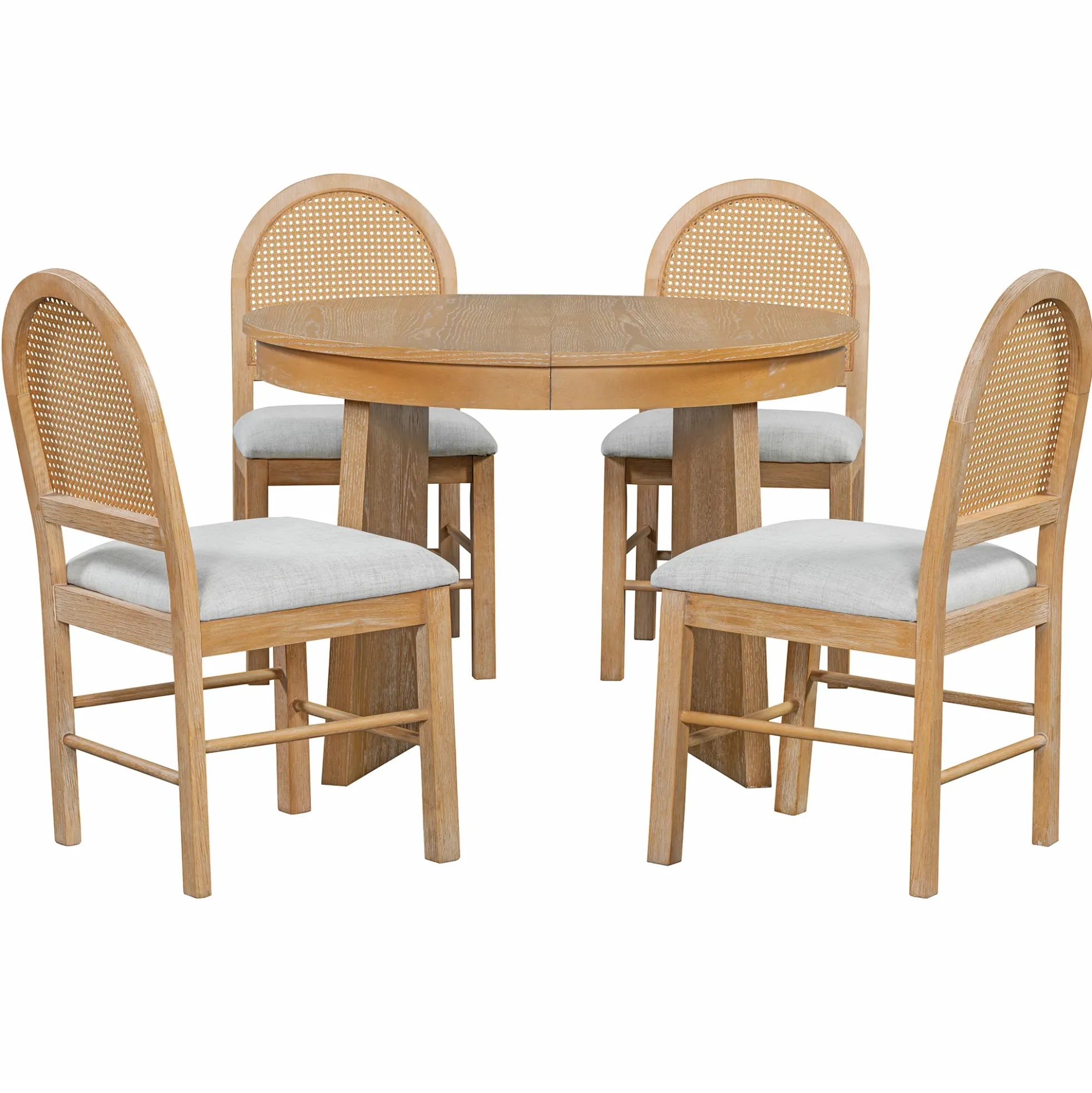 Walker Edison | Extendable 5-Piece Round Dining Table Set for 4