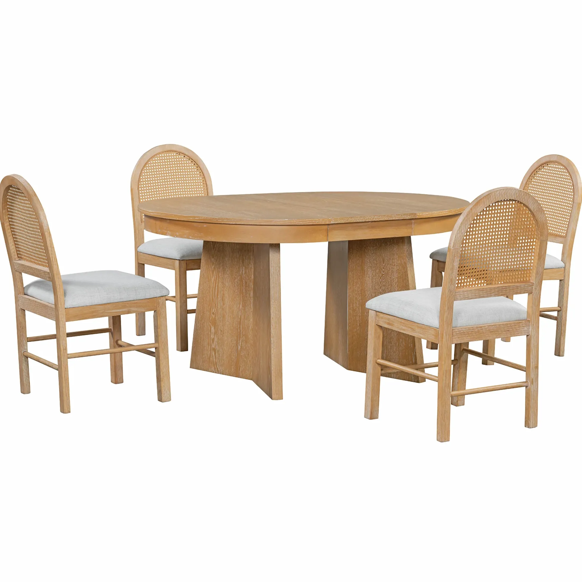Walker Edison | Extendable 5-Piece Round Dining Table Set for 4