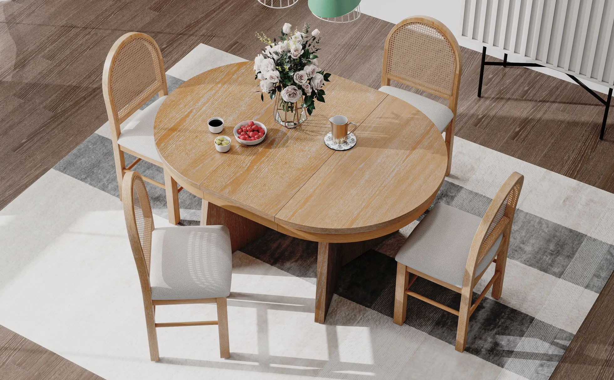 Walker Edison | Extendable 5-Piece Round Dining Table Set for 4