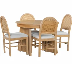 Walker Edison | Extendable 5-Piece Round Dining Table Set for 4