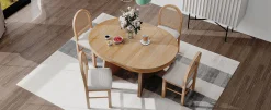 Walker Edison | Extendable 5-Piece Round Dining Table Set for 4