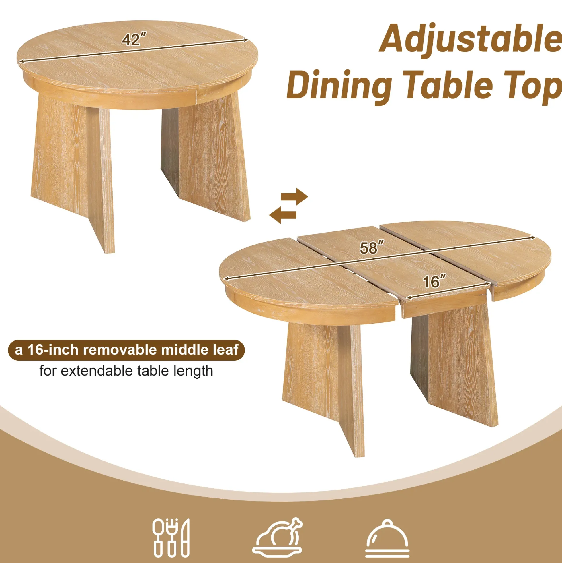 Walker Edison | Extendable 5-Piece Round Dining Table Set for 4