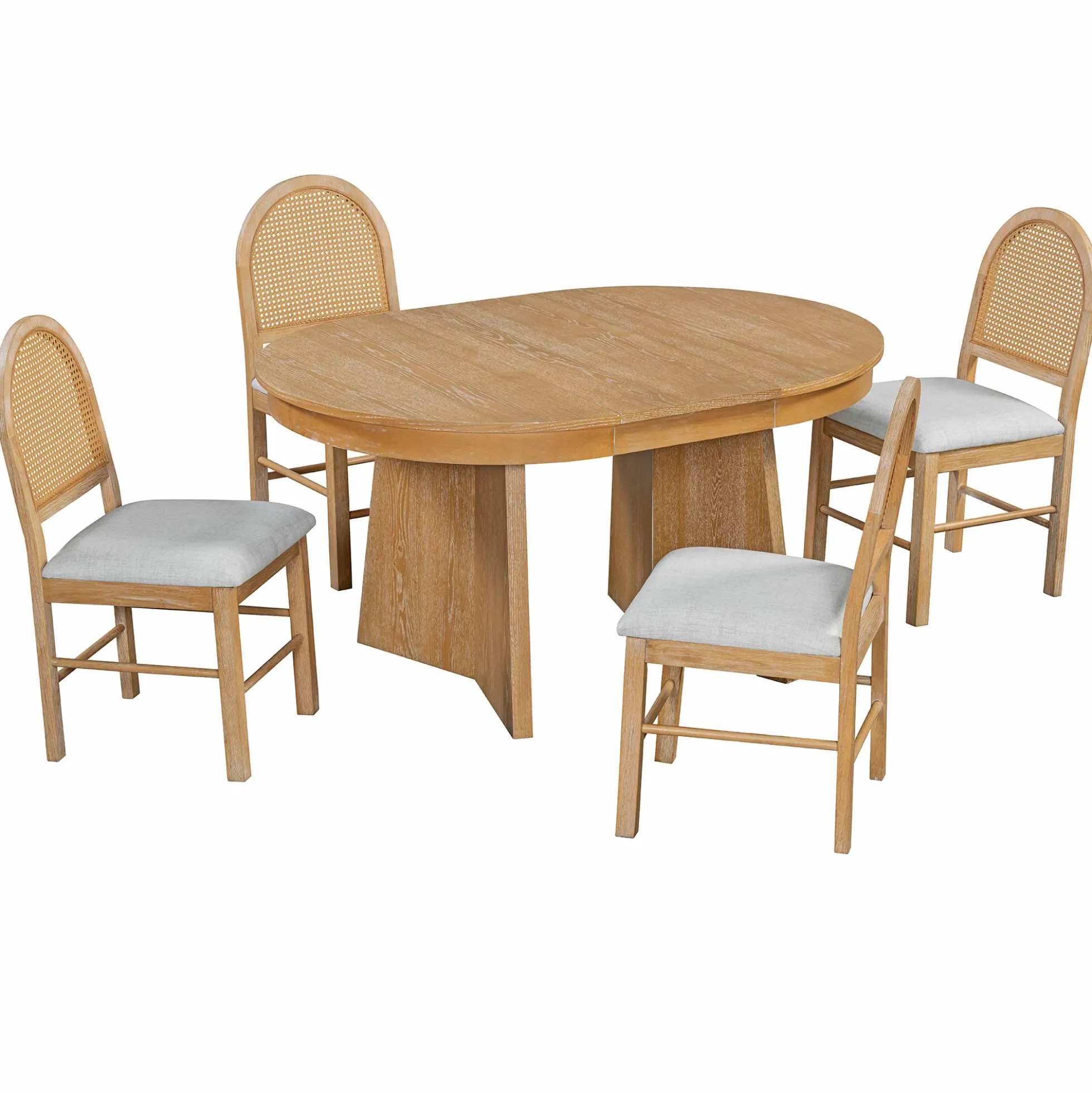 Walker Edison | Extendable 5-Piece Round Dining Table Set for 4
