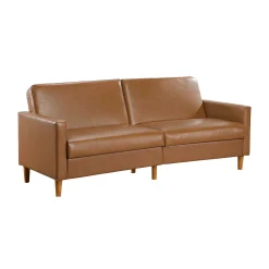 Walker Edison | Faux Leather Convertible Sleeper Sofa