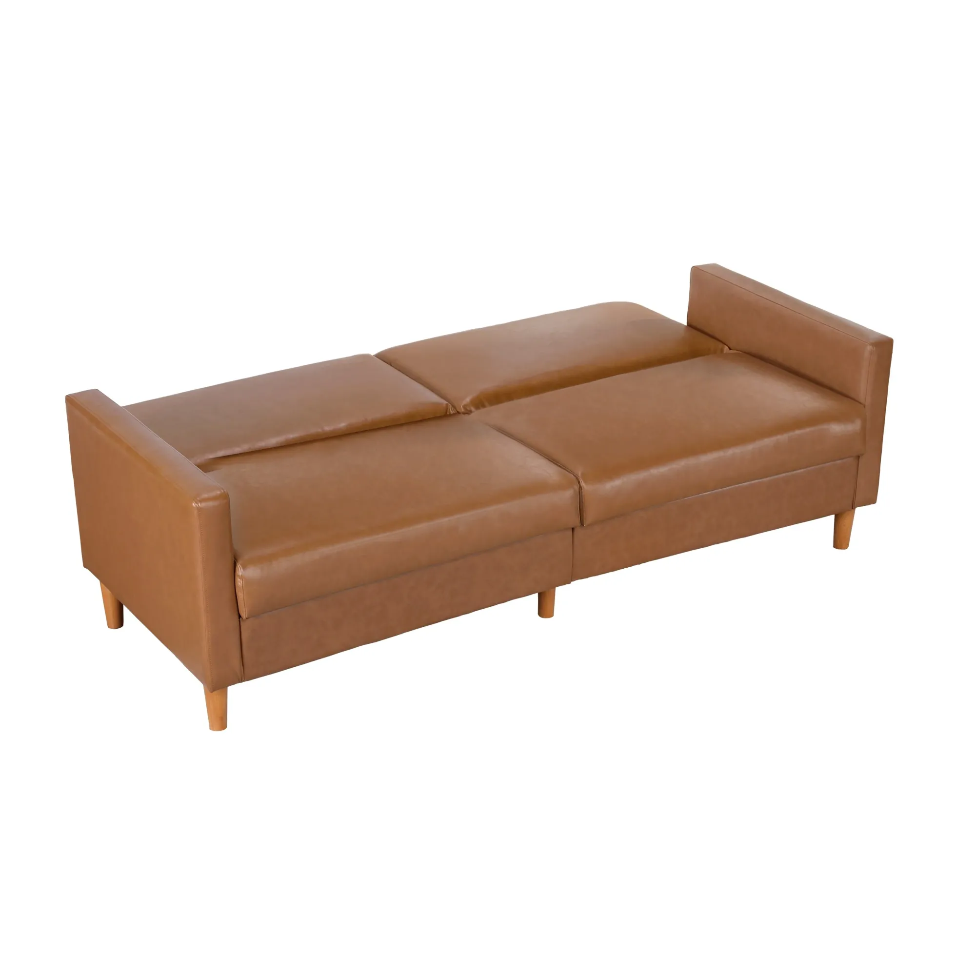 Walker Edison | Faux Leather Convertible Sleeper Sofa