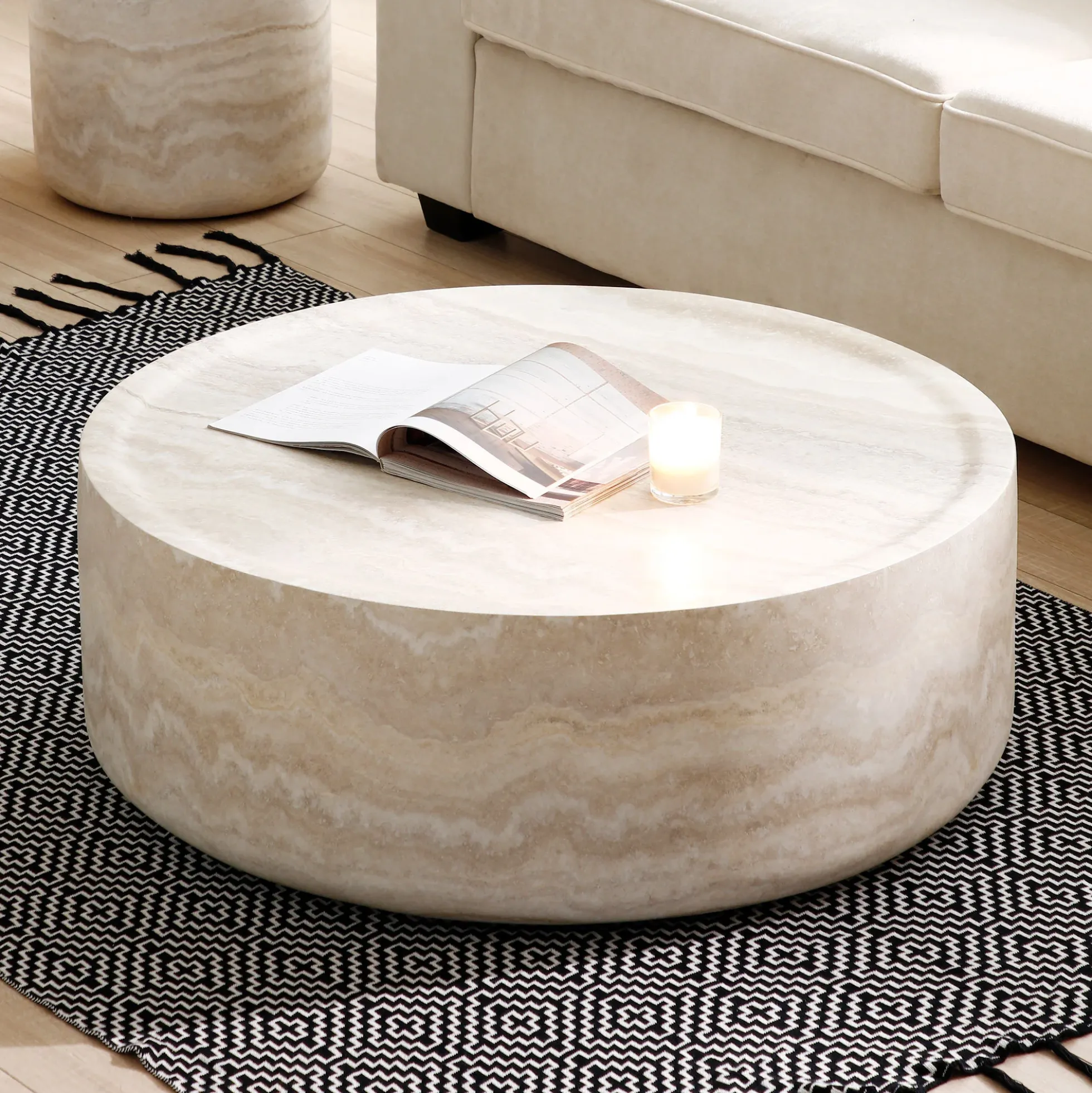 Walker Edison | Faux Marble Pattern Modern Coffee Table