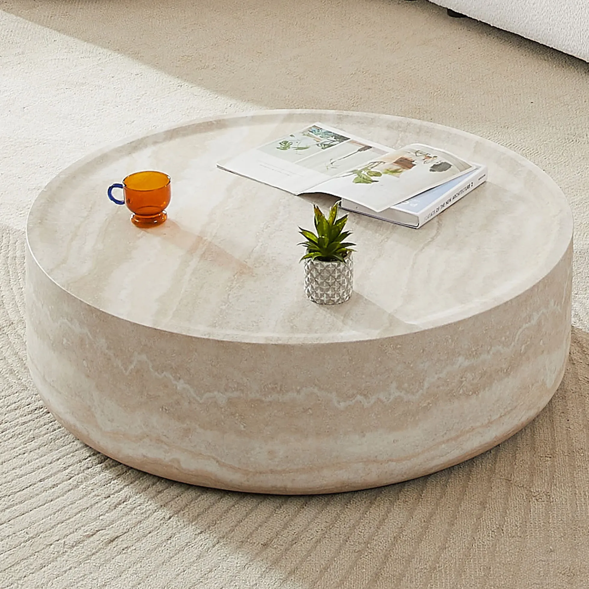 Walker Edison | Faux Marble Pattern Modern Coffee Table