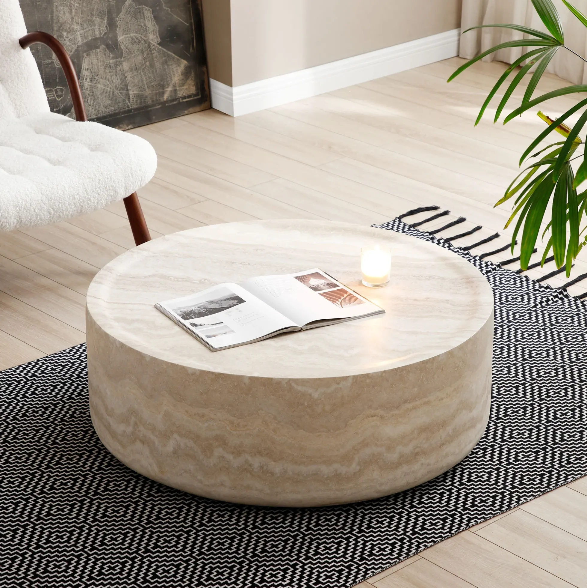 Walker Edison | Faux Marble Pattern Modern Coffee Table