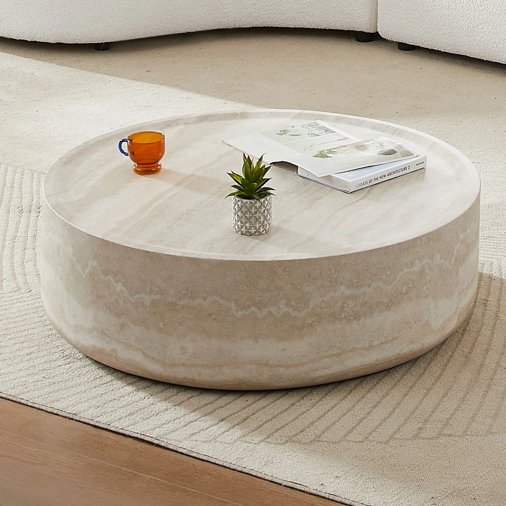 Walker Edison | Faux Marble Pattern Modern Coffee Table
