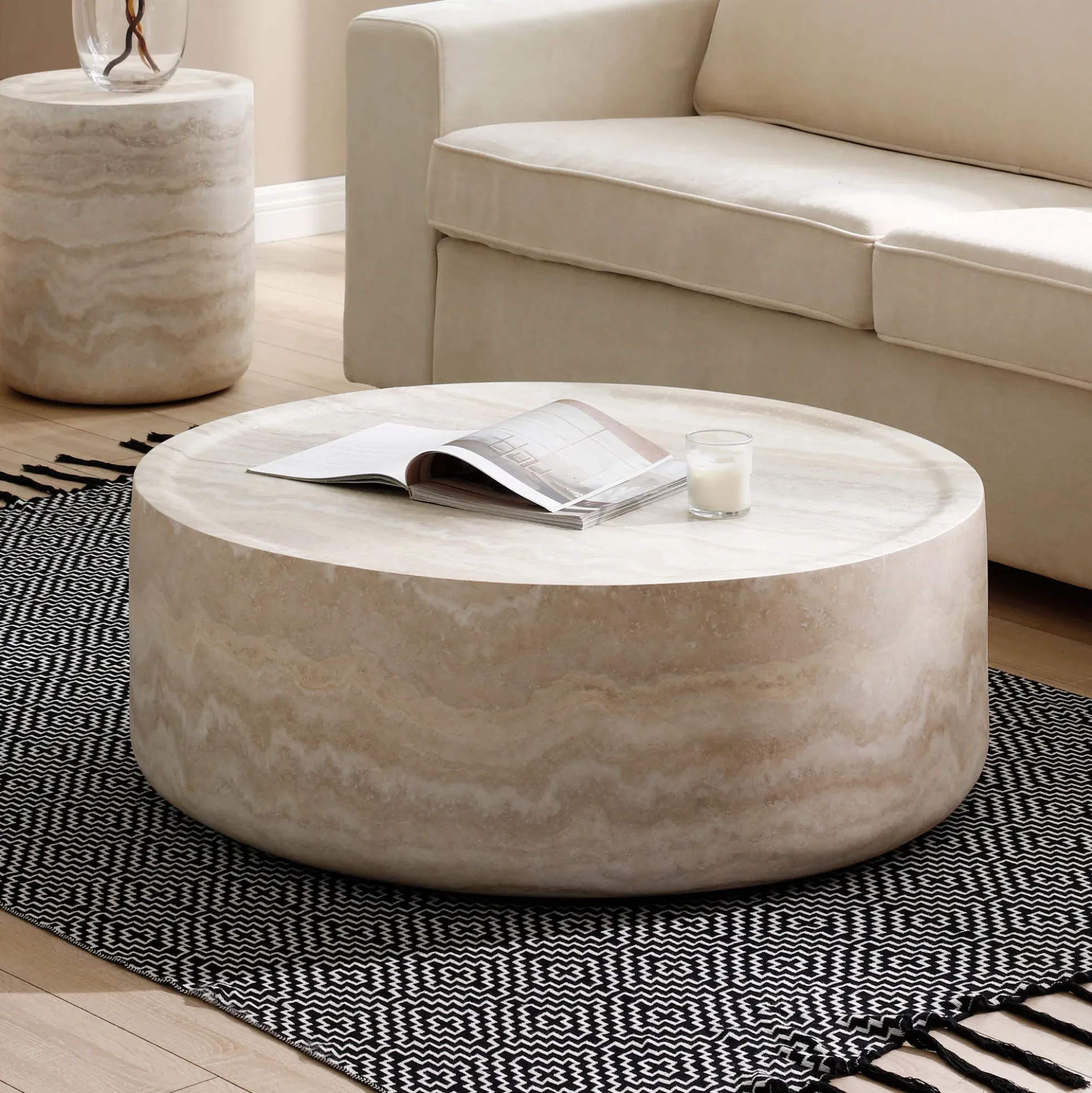 Walker Edison | Faux Marble Pattern Modern Coffee Table