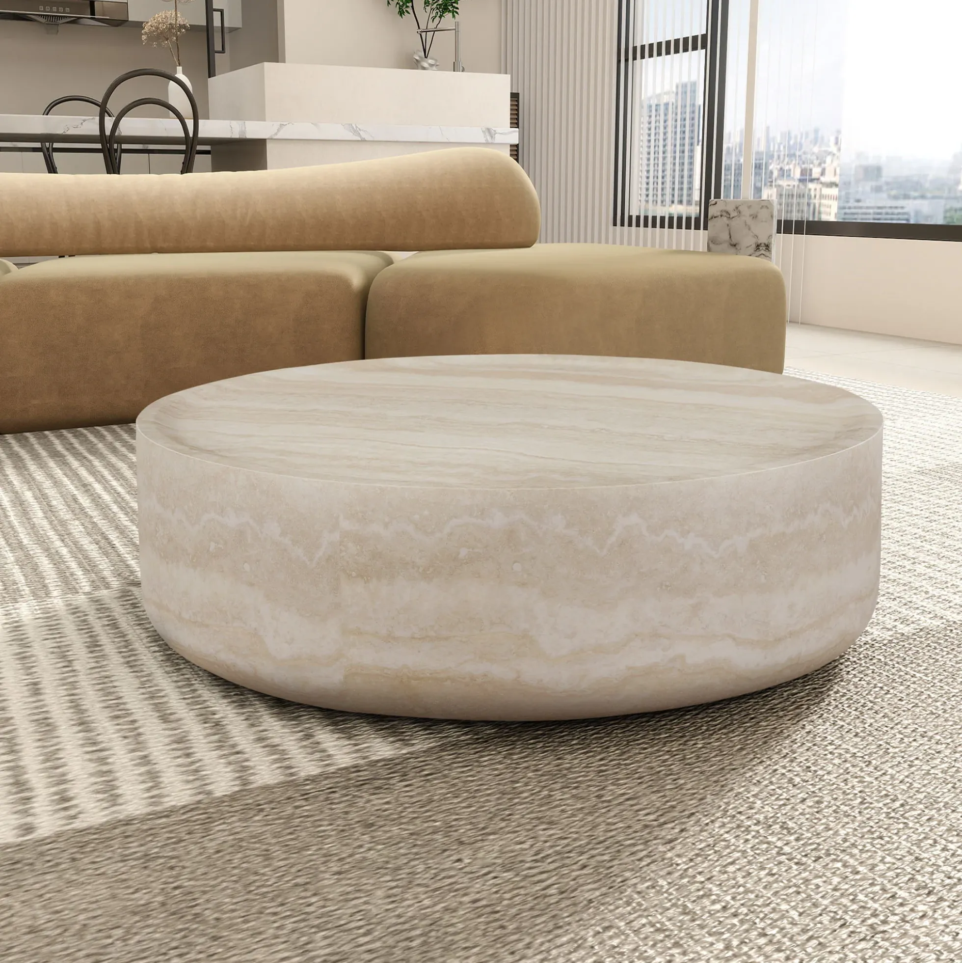 Walker Edison | Faux Marble Pattern Modern Coffee Table