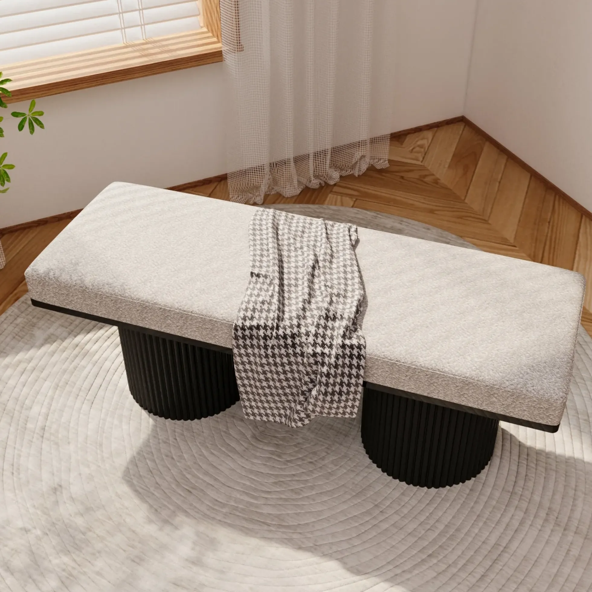 Walker Edison | Fluted Base Upholstered Bench