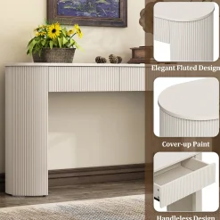 Walker Edison | Fluted Design Modern Console Entryway Table with Storage