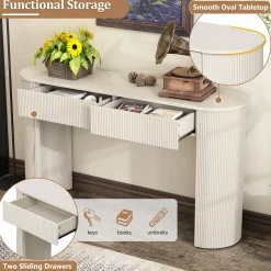 Walker Edison | Fluted Design Modern Console Entryway Table with Storage