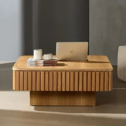 Walker Edison | Fluted Modern Lift Top Coffee Table and Desk