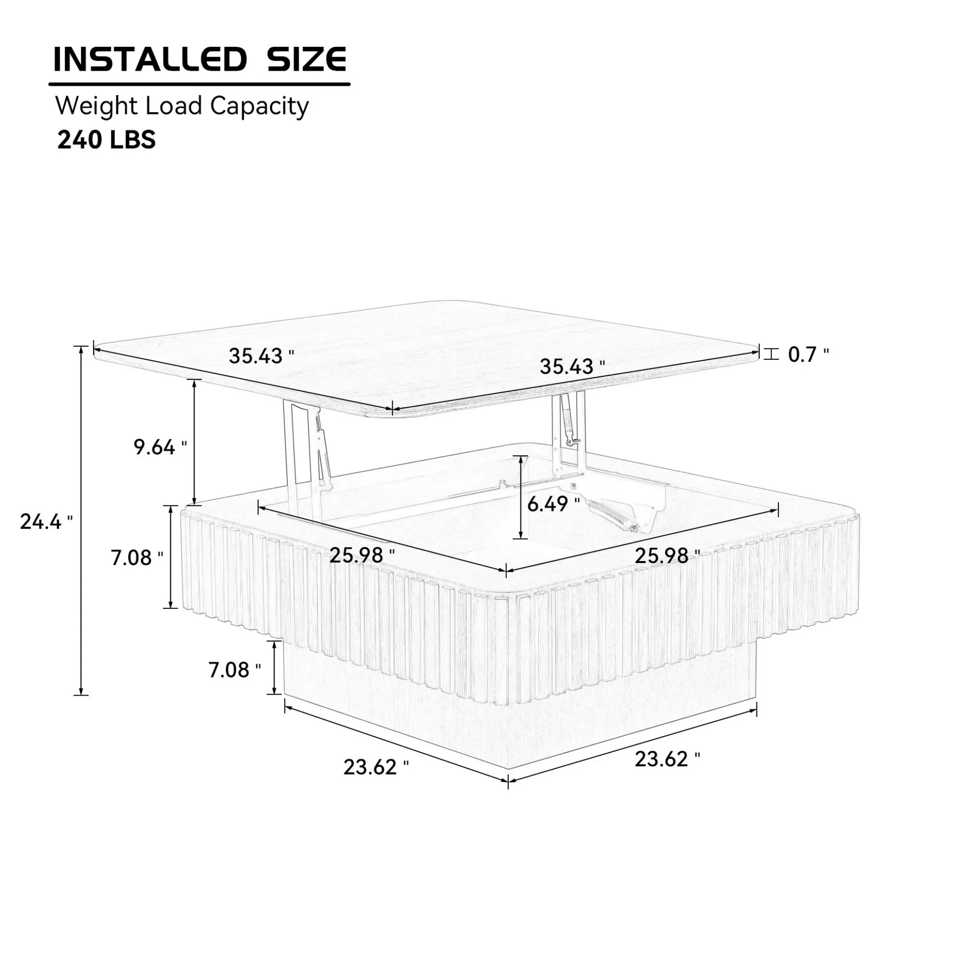 Walker Edison | Fluted Modern Lift Top Coffee Table and Desk