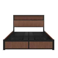 Walker Edison | Fluted Pattern Wood Queen Storage Bedframe