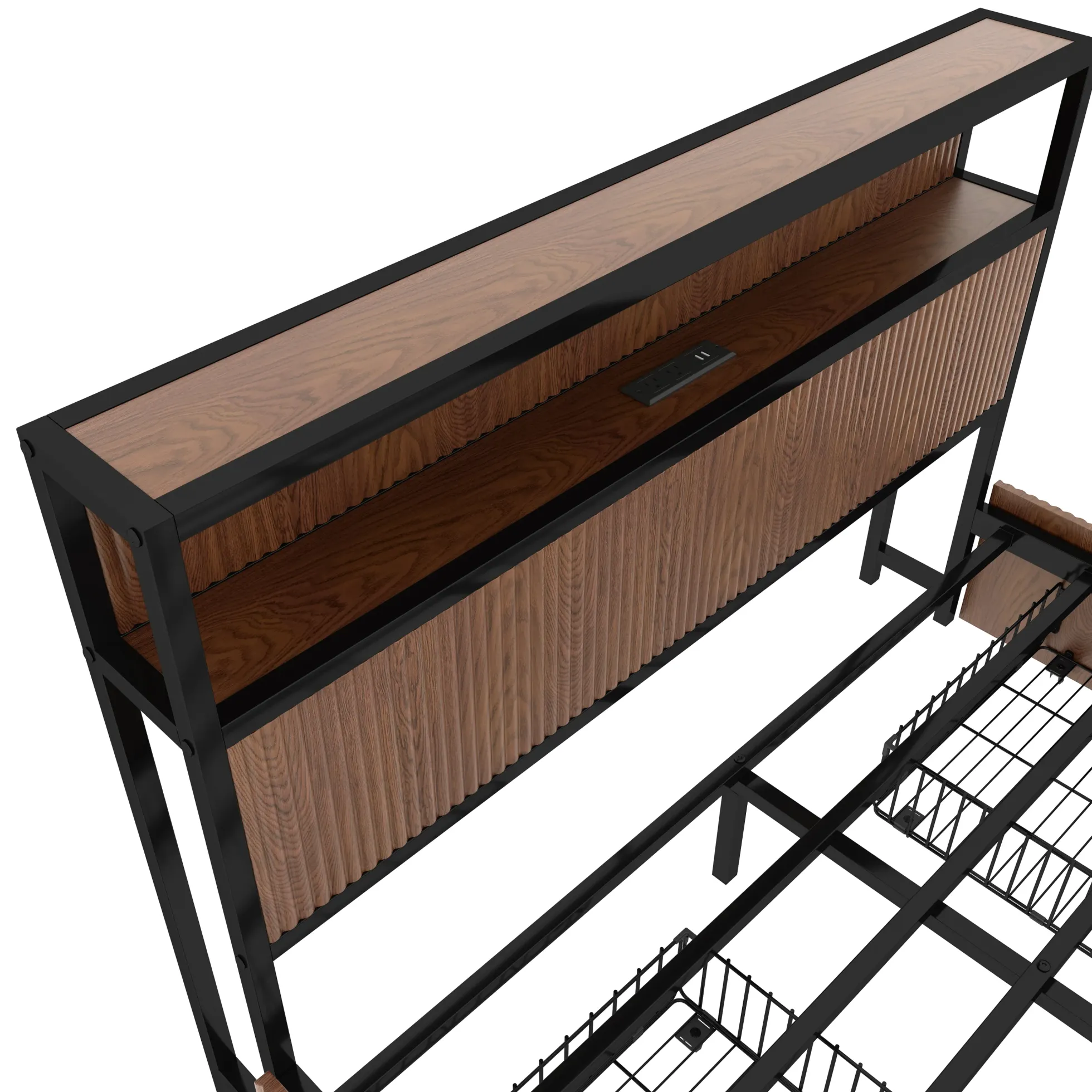 Walker Edison | Fluted Pattern Wood Queen Storage Bedframe