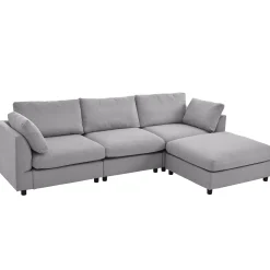 Walker Edison | Grey Convertible Sectional Sofa with Reversible Chaise