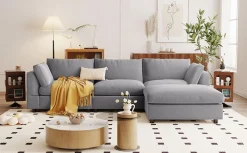Walker Edison | Grey Convertible Sectional Sofa with Reversible Chaise