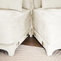 Walker Edison | High-Resilience Foam Chenille Sectional Sofa with Ottomans