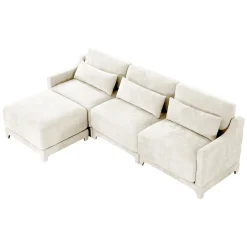 Walker Edison | High-Resilience Foam Chenille Sectional Sofa with Ottomans