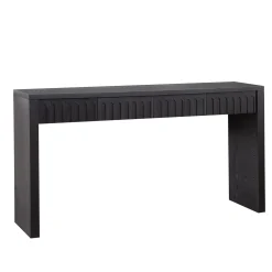 Walker Edison | 59in Modern Black Console Entry Table with Storage