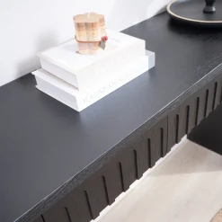 Walker Edison | 59in Modern Black Console Entry Table with Storage