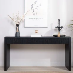 Walker Edison | 59in Modern Black Console Entry Table with Storage
