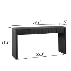 Walker Edison | 59in Modern Black Console Entry Table with Storage