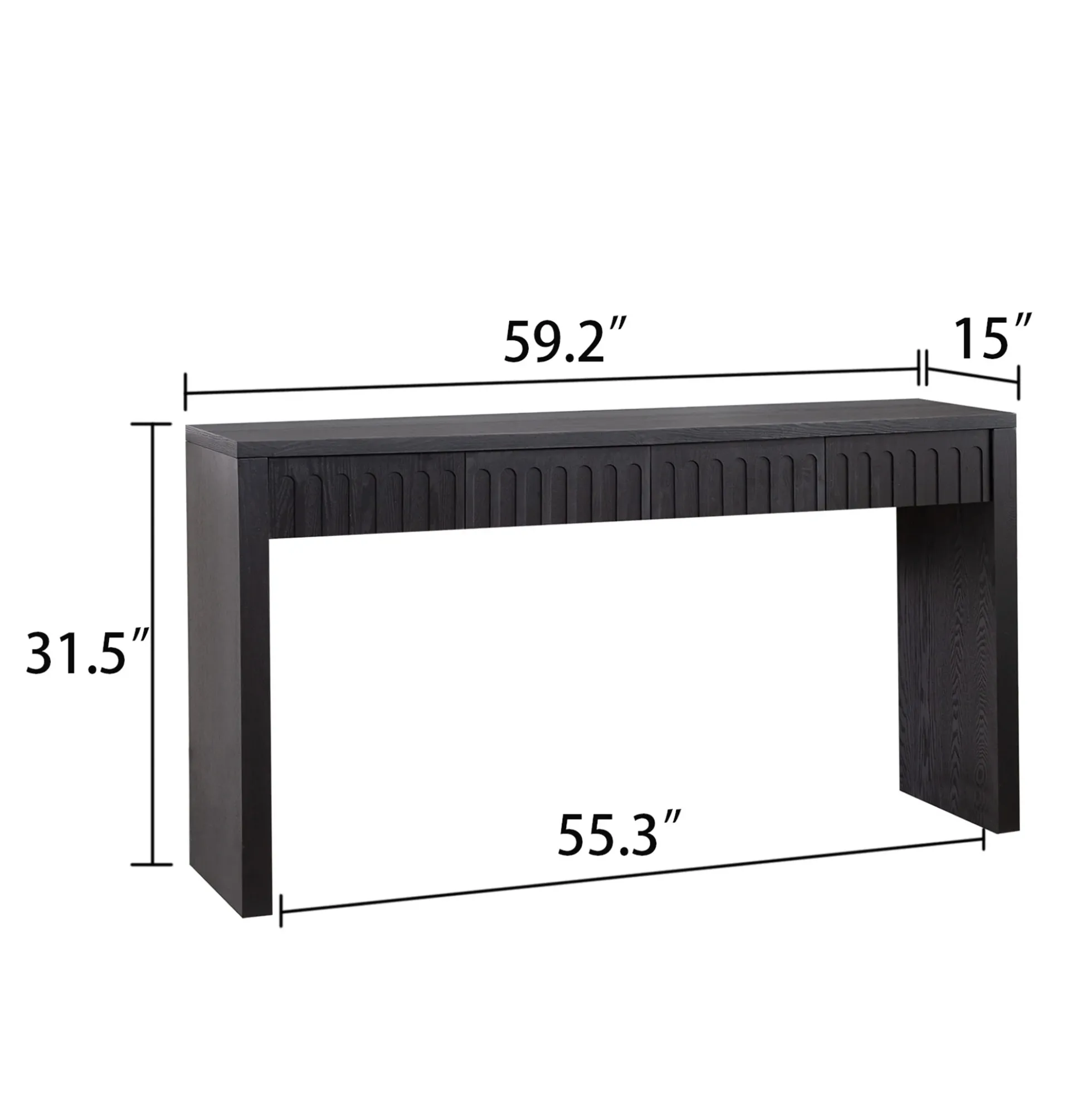 Walker Edison | 59in Modern Black Console Entry Table with Storage
