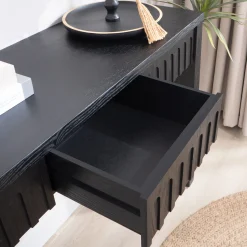 Walker Edison | 59in Modern Black Console Entry Table with Storage
