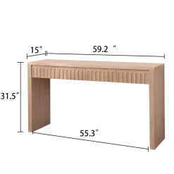 Walker Edison | 59in Natural Modern Console Entry Table with 4 Drawers