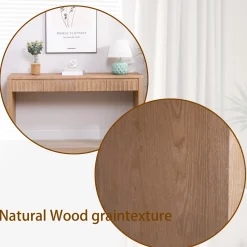 Walker Edison | 59in Natural Modern Console Entry Table with 4 Drawers