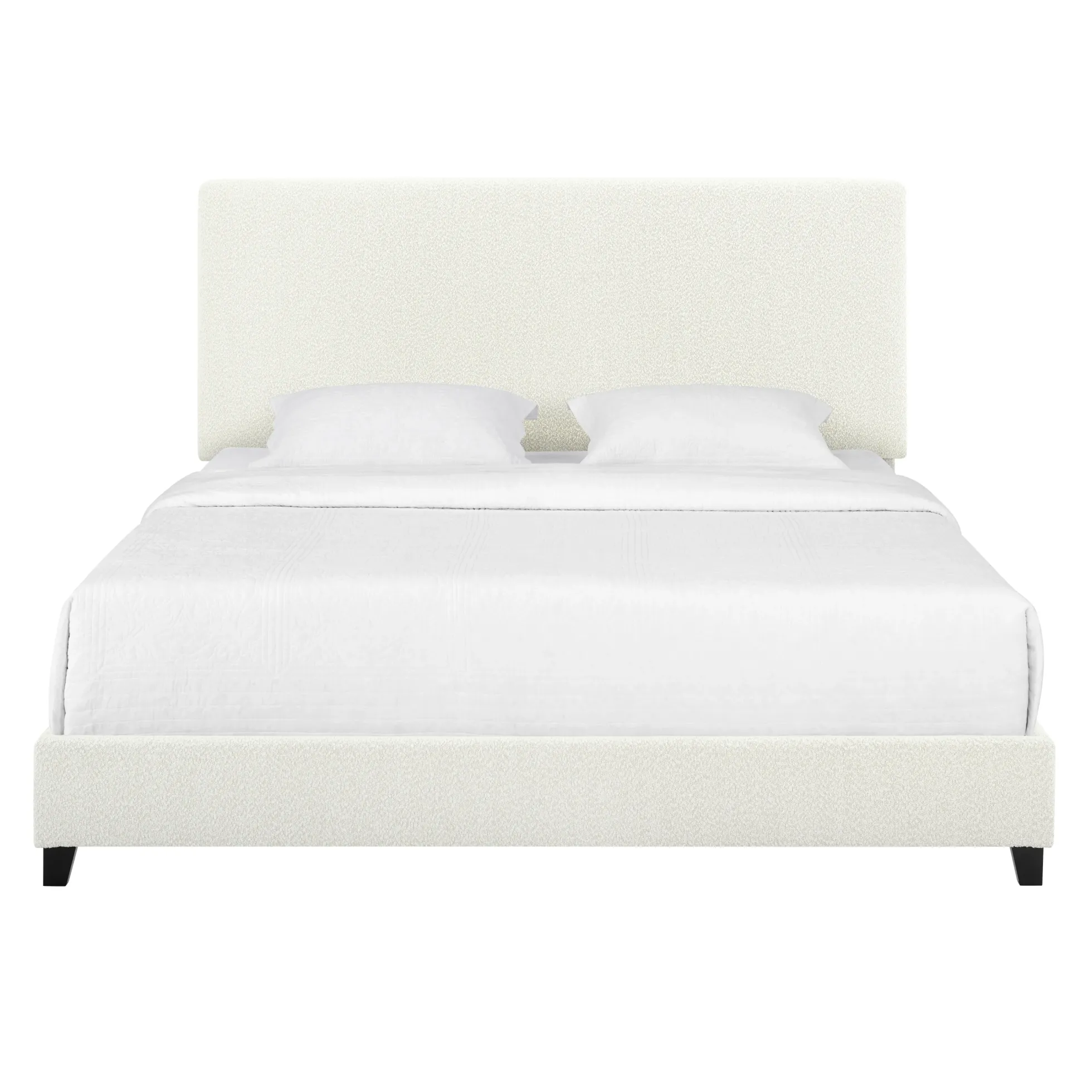 Walker Edison | King Size White Boucle Upholstered Platform Bed