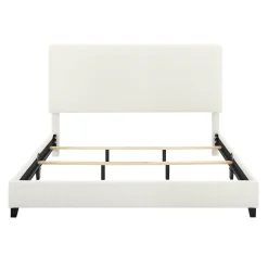 Walker Edison | King Size White Boucle Upholstered Platform Bed
