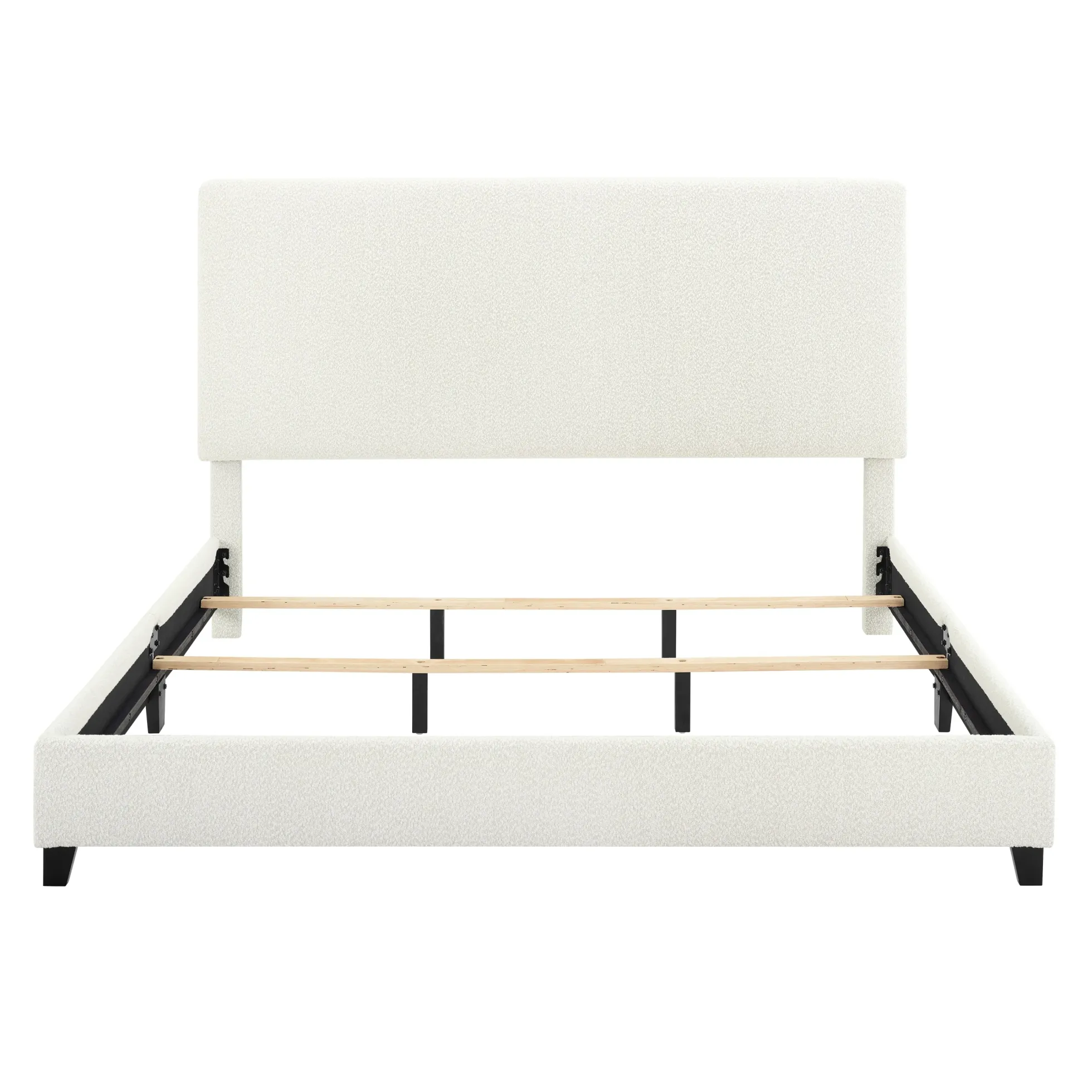 Walker Edison | King Size White Boucle Upholstered Platform Bed
