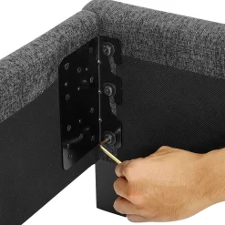 Walker Edison | King Size Charcoal Grey Upholstered Platform Bed