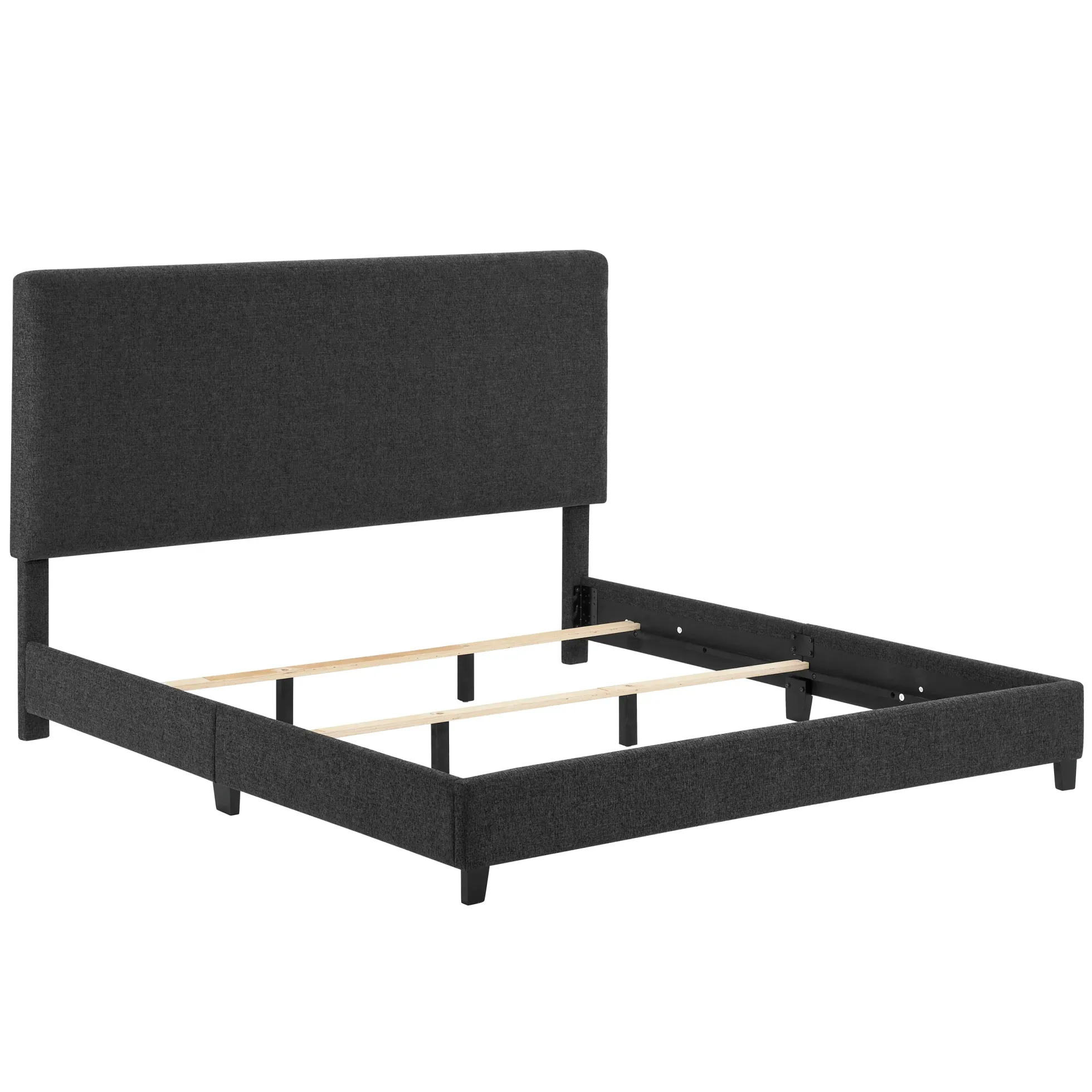 Walker Edison | King Size Charcoal Grey Upholstered Platform Bed