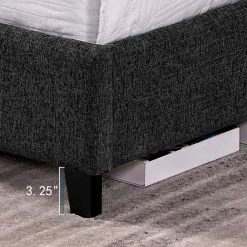 Walker Edison | King Size Charcoal Grey Upholstered Platform Bed