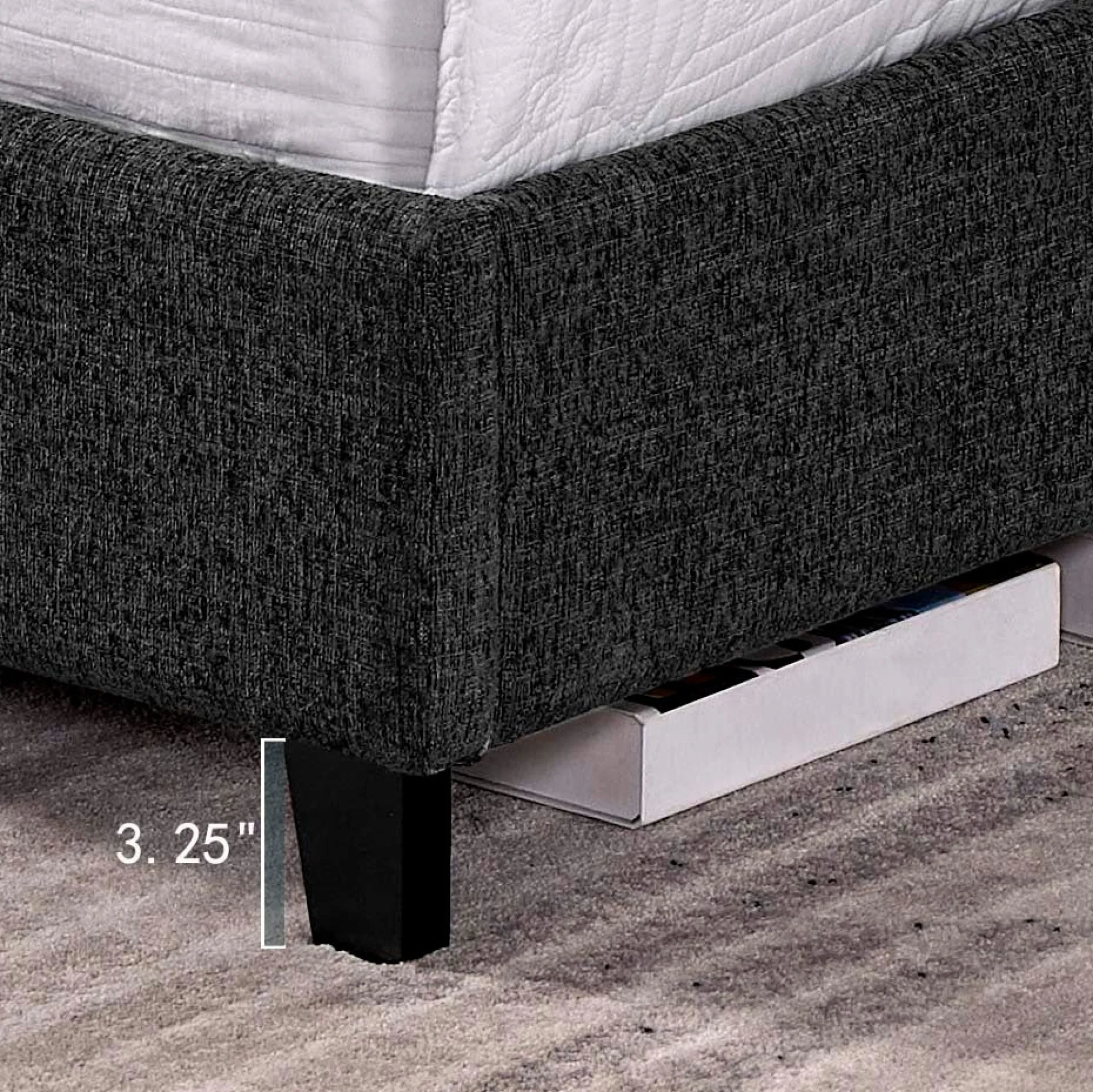 Walker Edison | King Size Charcoal Grey Upholstered Platform Bed